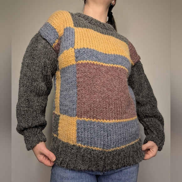 Custom Patchwork Fisherman Style Knit Crewneck Size Medium/Large - Picture 6 of 17